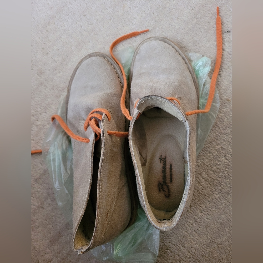 Size 36 - cream suede, flat-heeled shoes